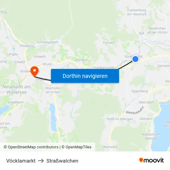 Vöcklamarkt to Straßwalchen map