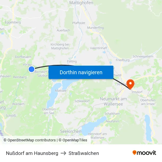 Nußdorf am Haunsberg to Straßwalchen map