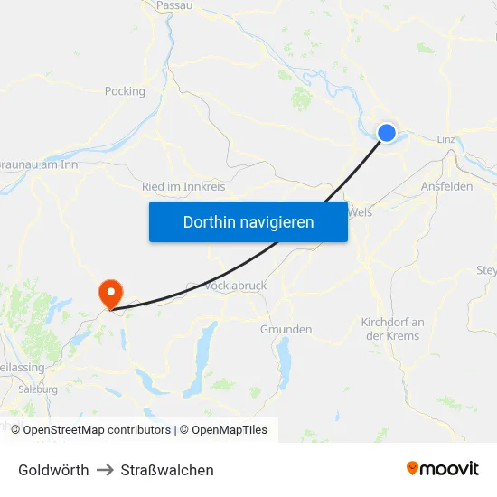 Goldwörth to Straßwalchen map