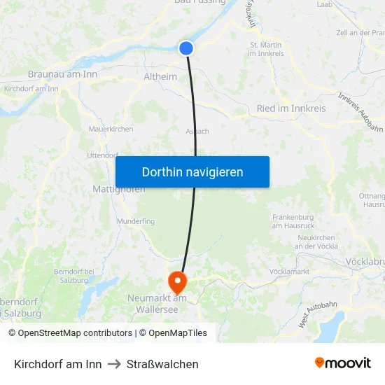 Kirchdorf am Inn to Straßwalchen map