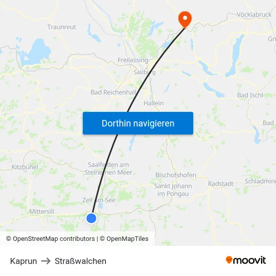 Kaprun to Straßwalchen map