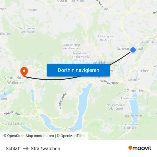 Schlatt to Straßwalchen map