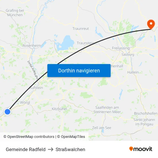 Gemeinde Radfeld to Straßwalchen map