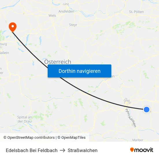 Edelsbach Bei Feldbach to Straßwalchen map