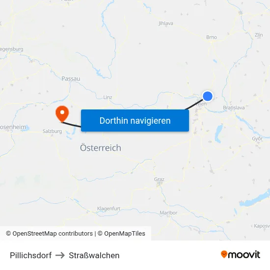 Pillichsdorf to Straßwalchen map