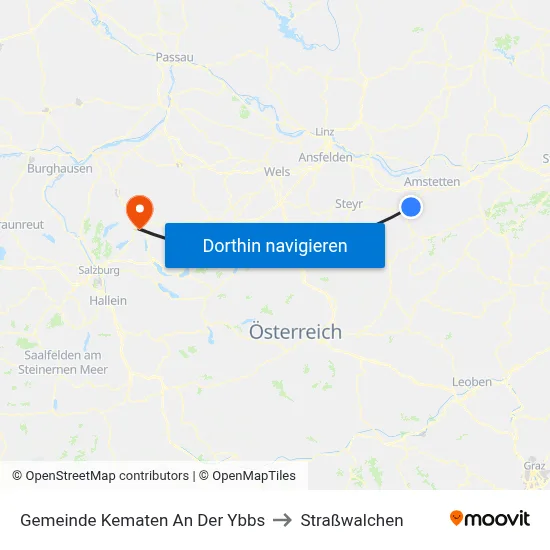 Gemeinde Kematen An Der Ybbs to Straßwalchen map