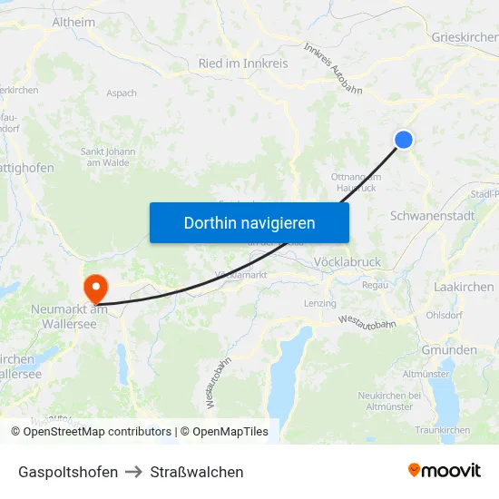 Gaspoltshofen to Straßwalchen map