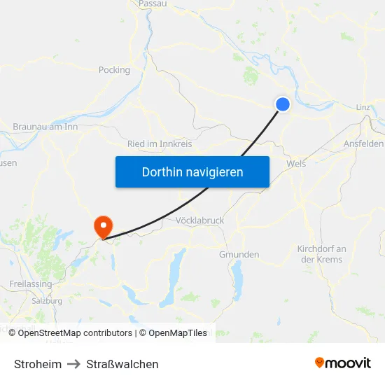Stroheim to Straßwalchen map