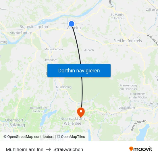 Mühlheim am Inn to Straßwalchen map