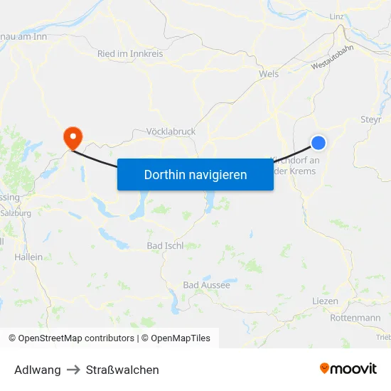 Adlwang to Straßwalchen map