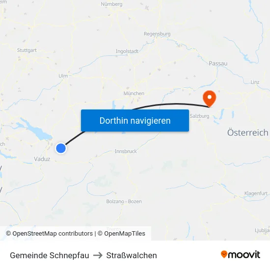 Gemeinde Schnepfau to Straßwalchen map