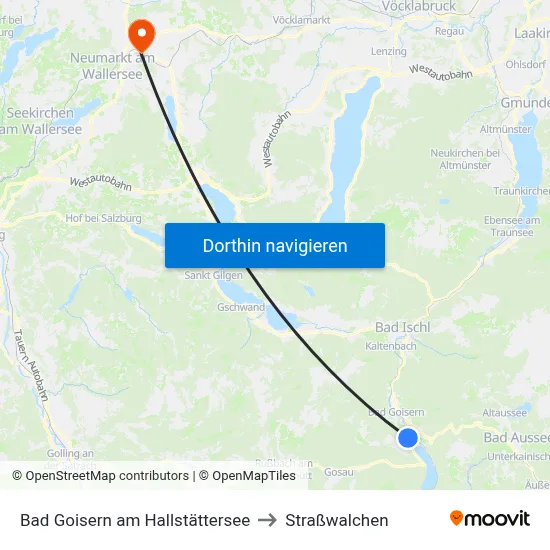 Bad Goisern am Hallstättersee to Straßwalchen map
