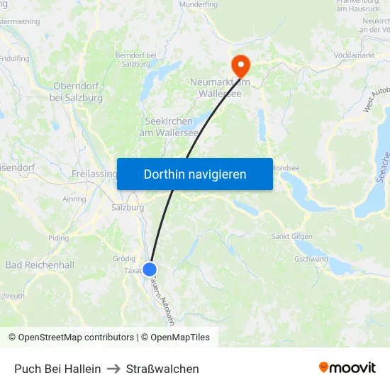 Puch Bei Hallein to Straßwalchen map