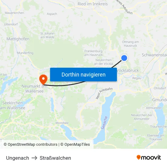 Ungenach to Straßwalchen map