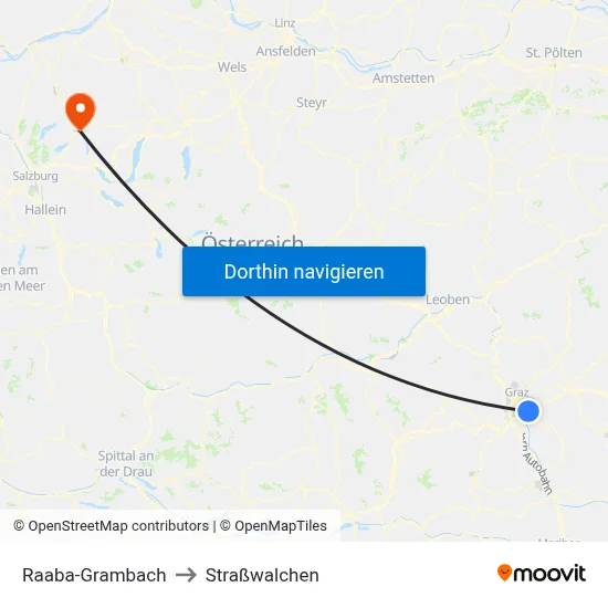 Raaba-Grambach to Straßwalchen map