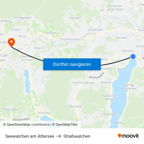 Seewalchen am Attersee to Straßwalchen map