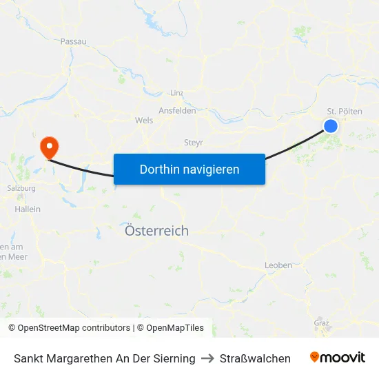 Sankt Margarethen An Der Sierning to Straßwalchen map