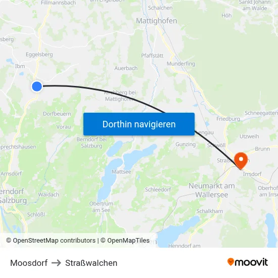 Moosdorf to Straßwalchen map