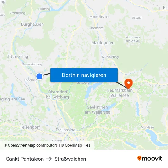 Sankt Pantaleon to Straßwalchen map