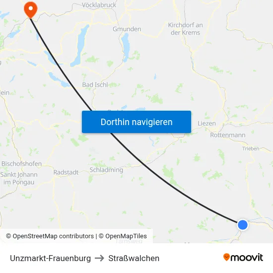 Unzmarkt-Frauenburg to Straßwalchen map
