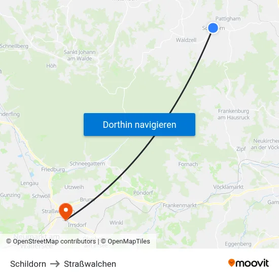 Schildorn to Straßwalchen map