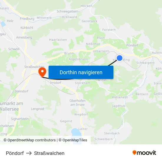 Pöndorf to Straßwalchen map