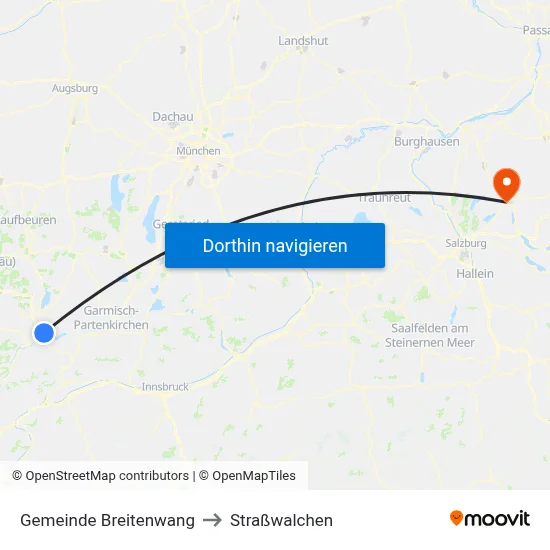 Gemeinde Breitenwang to Straßwalchen map