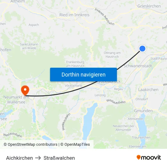 Aichkirchen to Straßwalchen map