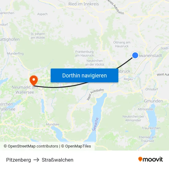 Pitzenberg to Straßwalchen map