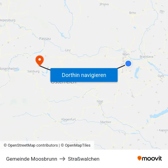Gemeinde Moosbrunn to Straßwalchen map