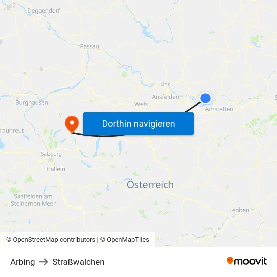 Arbing to Straßwalchen map