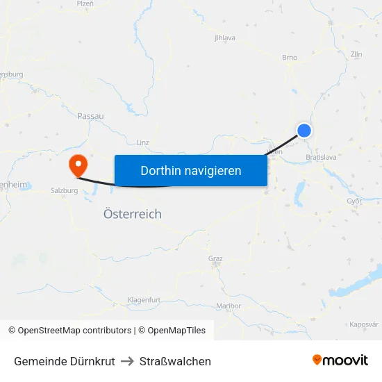 Gemeinde Dürnkrut to Straßwalchen map