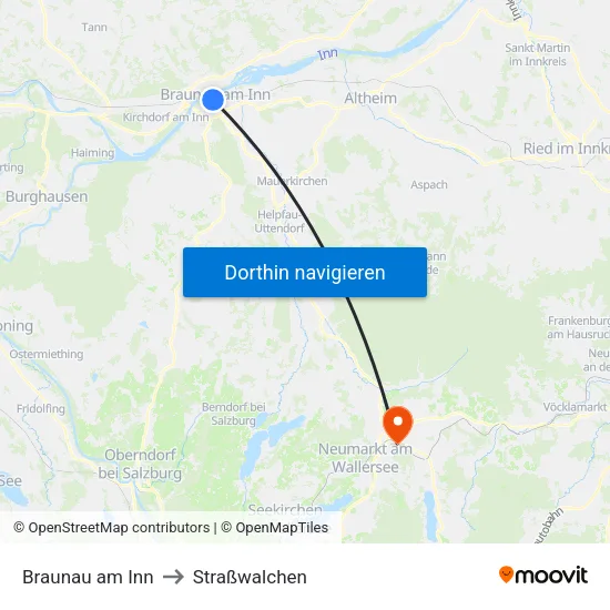 Braunau am Inn to Straßwalchen map