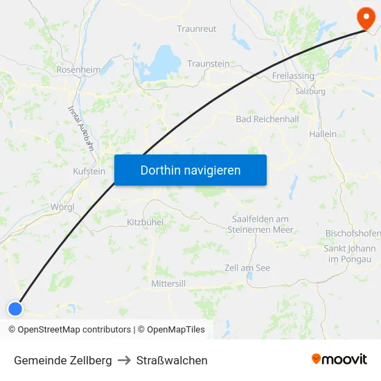 Gemeinde Zellberg to Straßwalchen map