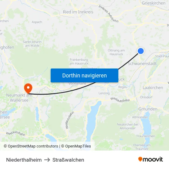 Niederthalheim to Straßwalchen map