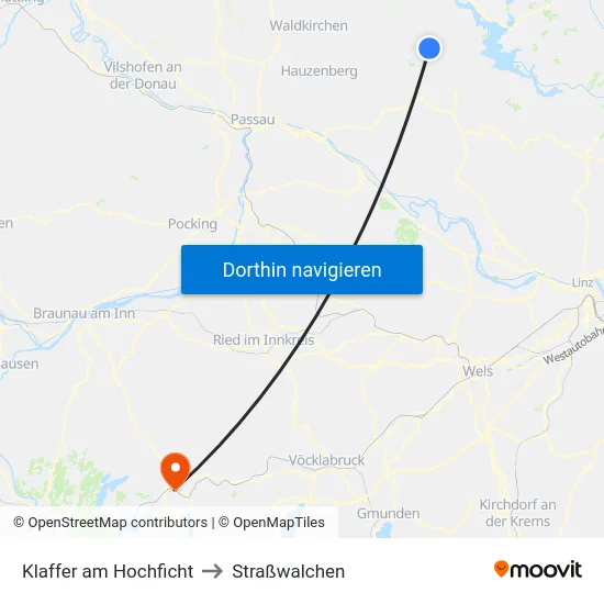 Klaffer am Hochficht to Straßwalchen map