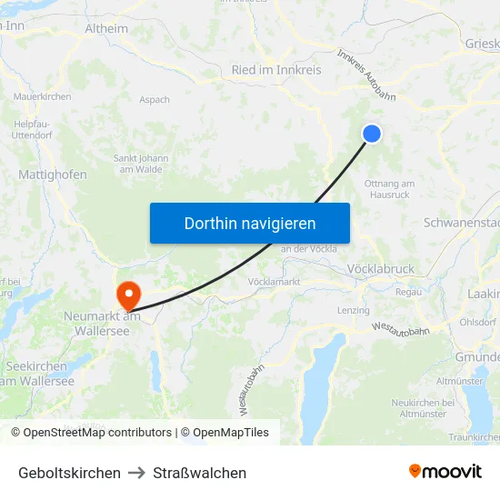Geboltskirchen to Straßwalchen map
