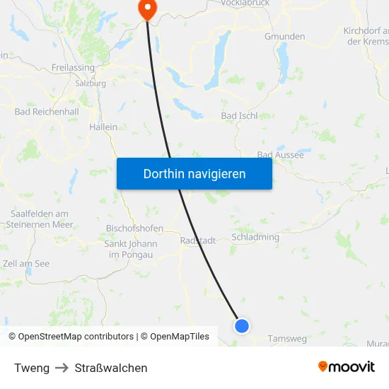 Tweng to Straßwalchen map