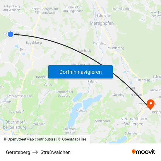 Geretsberg to Straßwalchen map