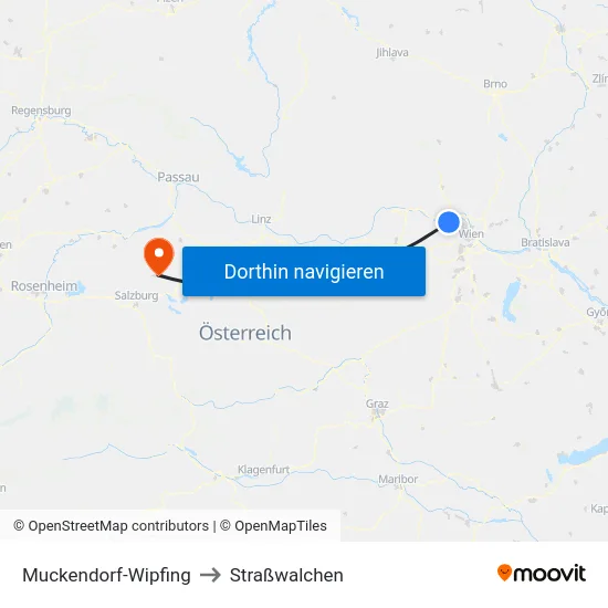 Muckendorf-Wipfing to Straßwalchen map