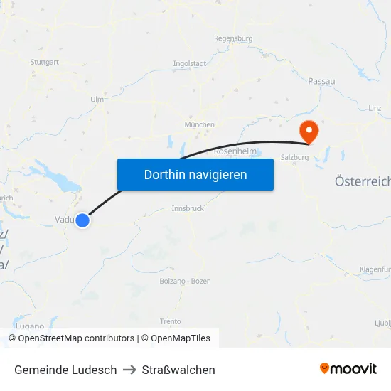 Gemeinde Ludesch to Straßwalchen map