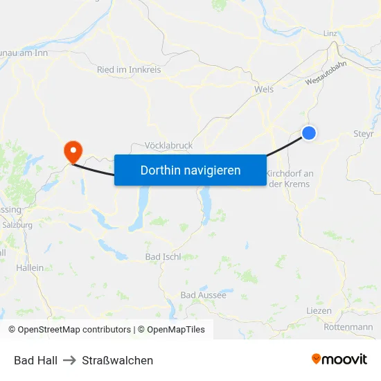 Bad Hall to Straßwalchen map