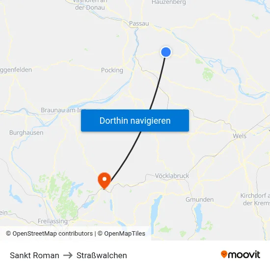 Sankt Roman to Straßwalchen map