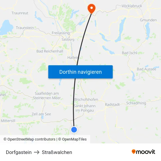 Dorfgastein to Straßwalchen map