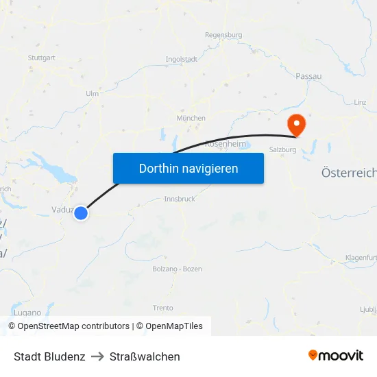 Stadt Bludenz to Straßwalchen map