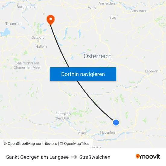 Sankt Georgen am Längsee to Straßwalchen map
