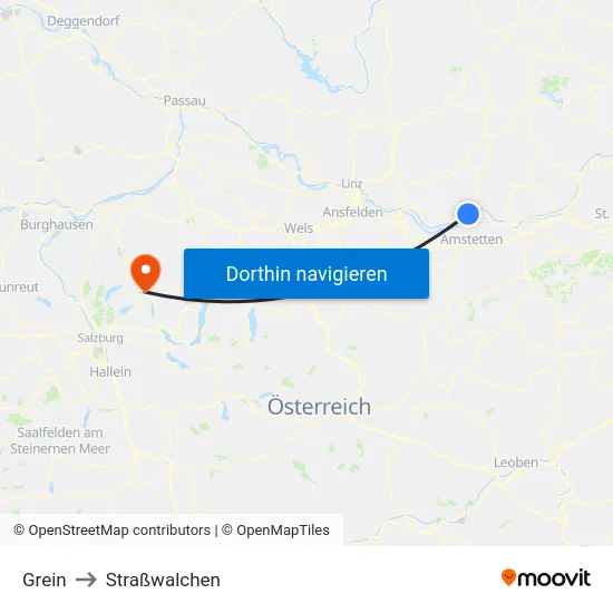 Grein to Straßwalchen map