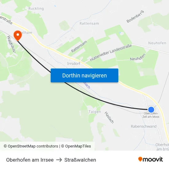 Oberhofen am Irrsee to Straßwalchen map