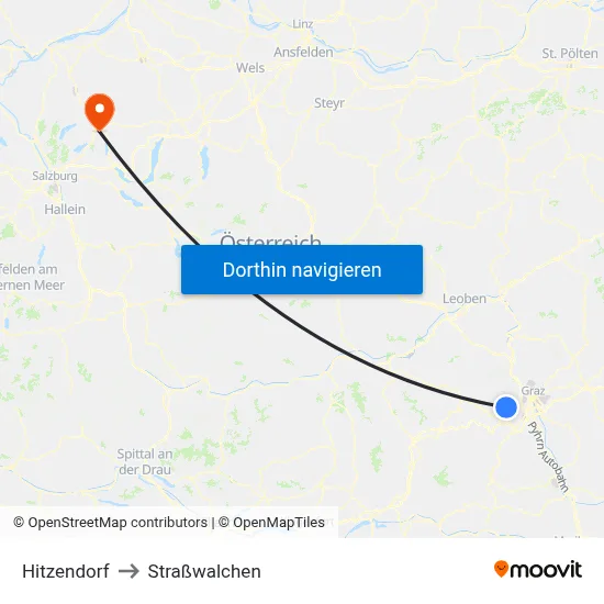 Hitzendorf to Straßwalchen map