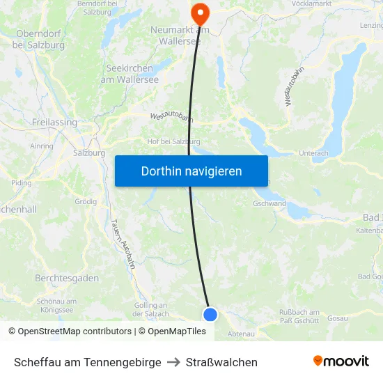 Scheffau am Tennengebirge to Straßwalchen map